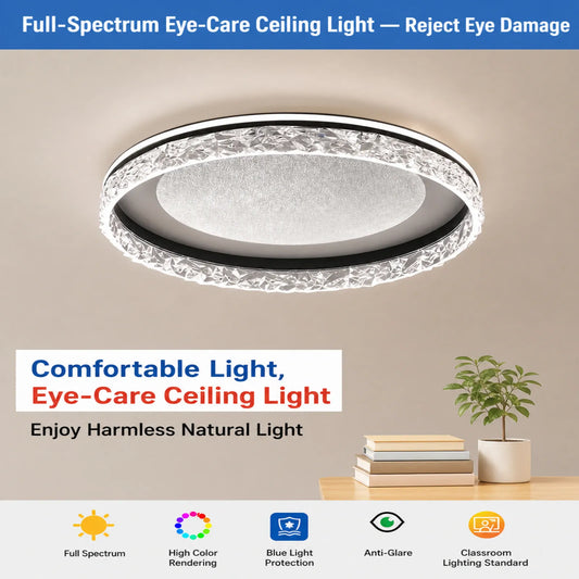 Faceted-Rim Recessed Disc Ceiling Light