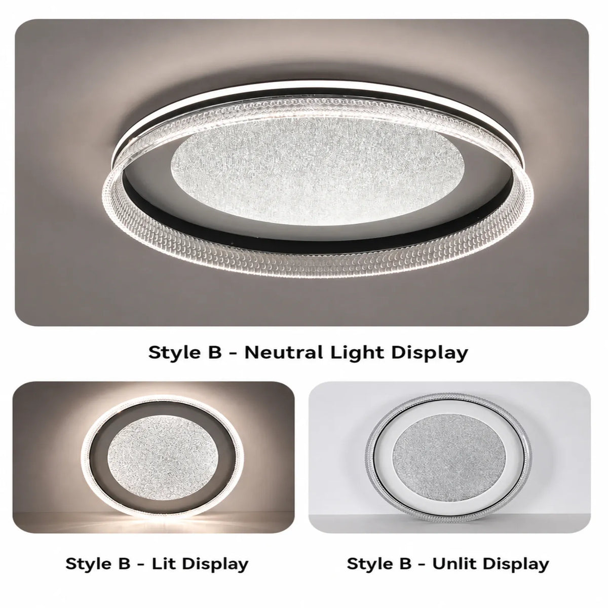 Textured-Center Double-Rim Ceiling Light