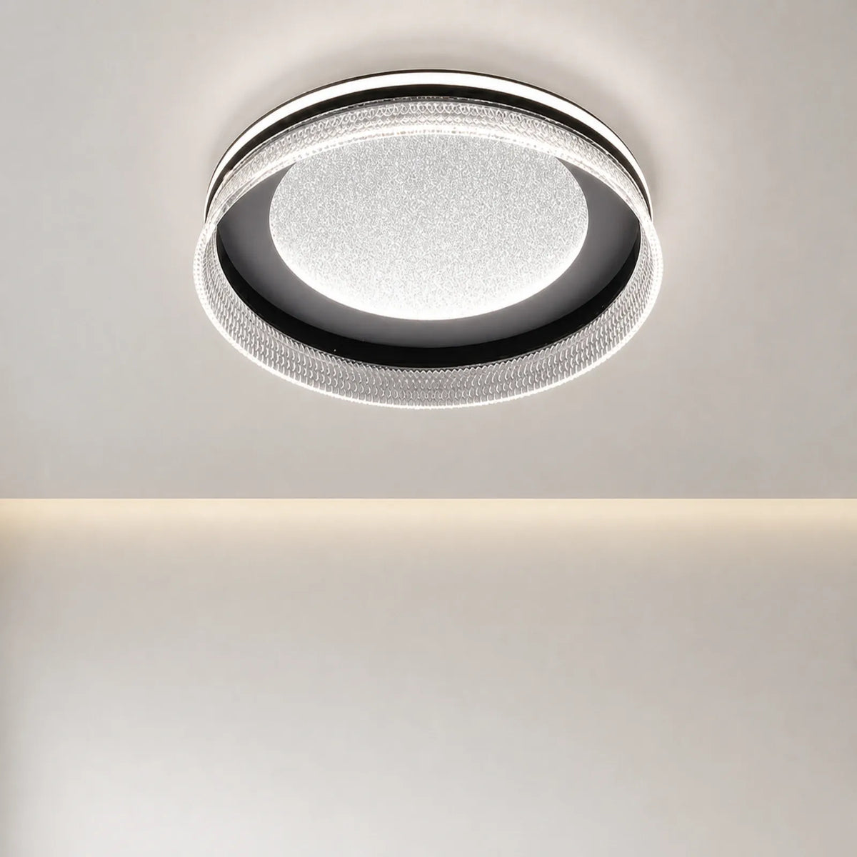 Textured-Center Double-Rim Ceiling Light