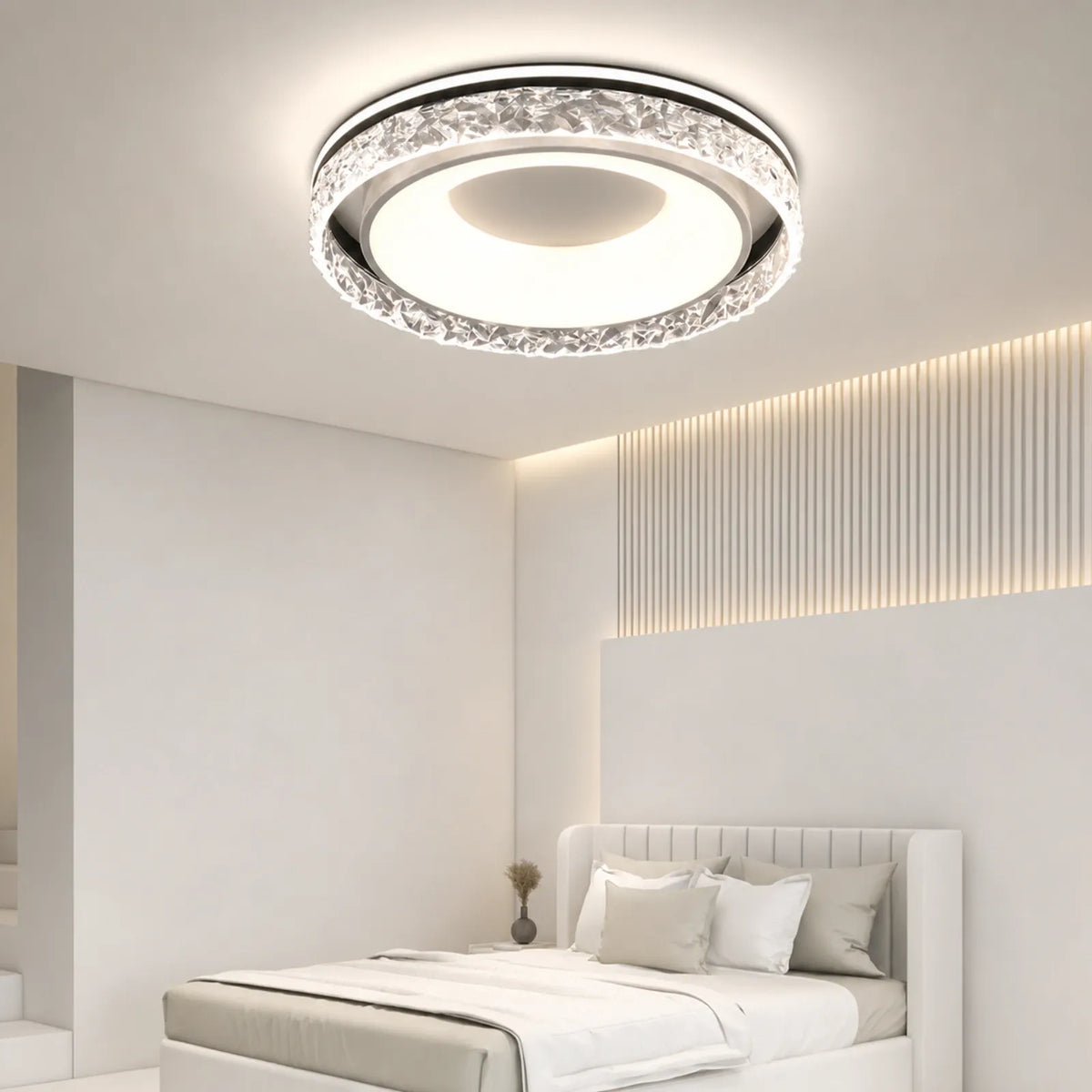 Faceted-Rim Halo Ceiling Light