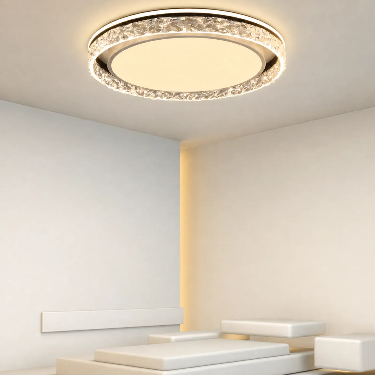 Faceted-Band Halo Ceiling Light