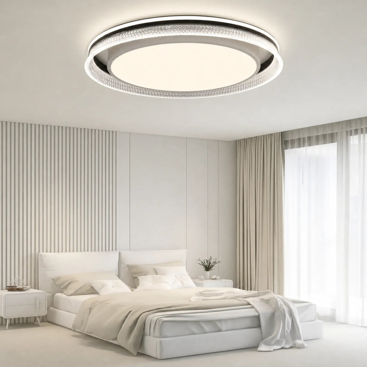 Ribbed Offset Halo Ceiling Light