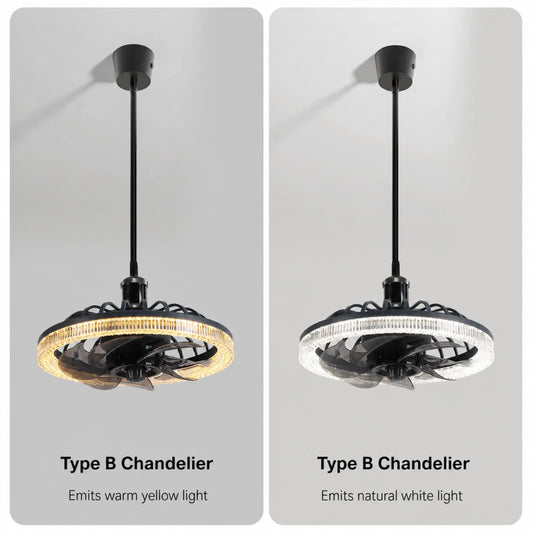 Petal-Rotor Faceted Ring Pendant Light
