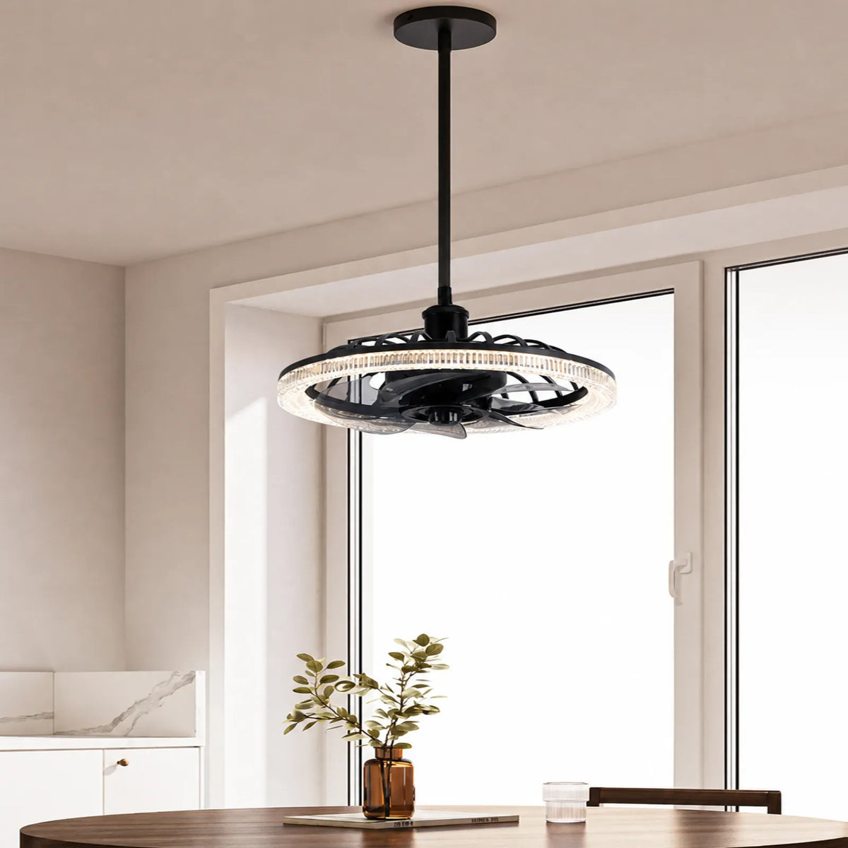 Caged Blade Ceiling Light