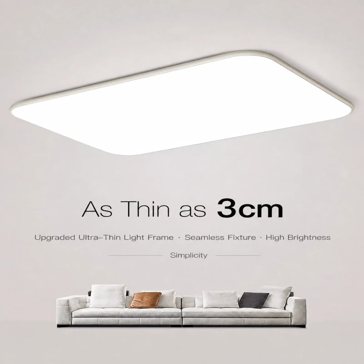 Ultra-Slim Rounded-Edge Ceiling Light