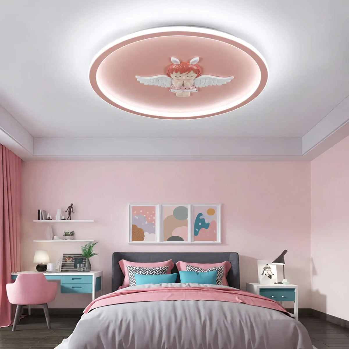 Angel-Relief Oval Ceiling Light