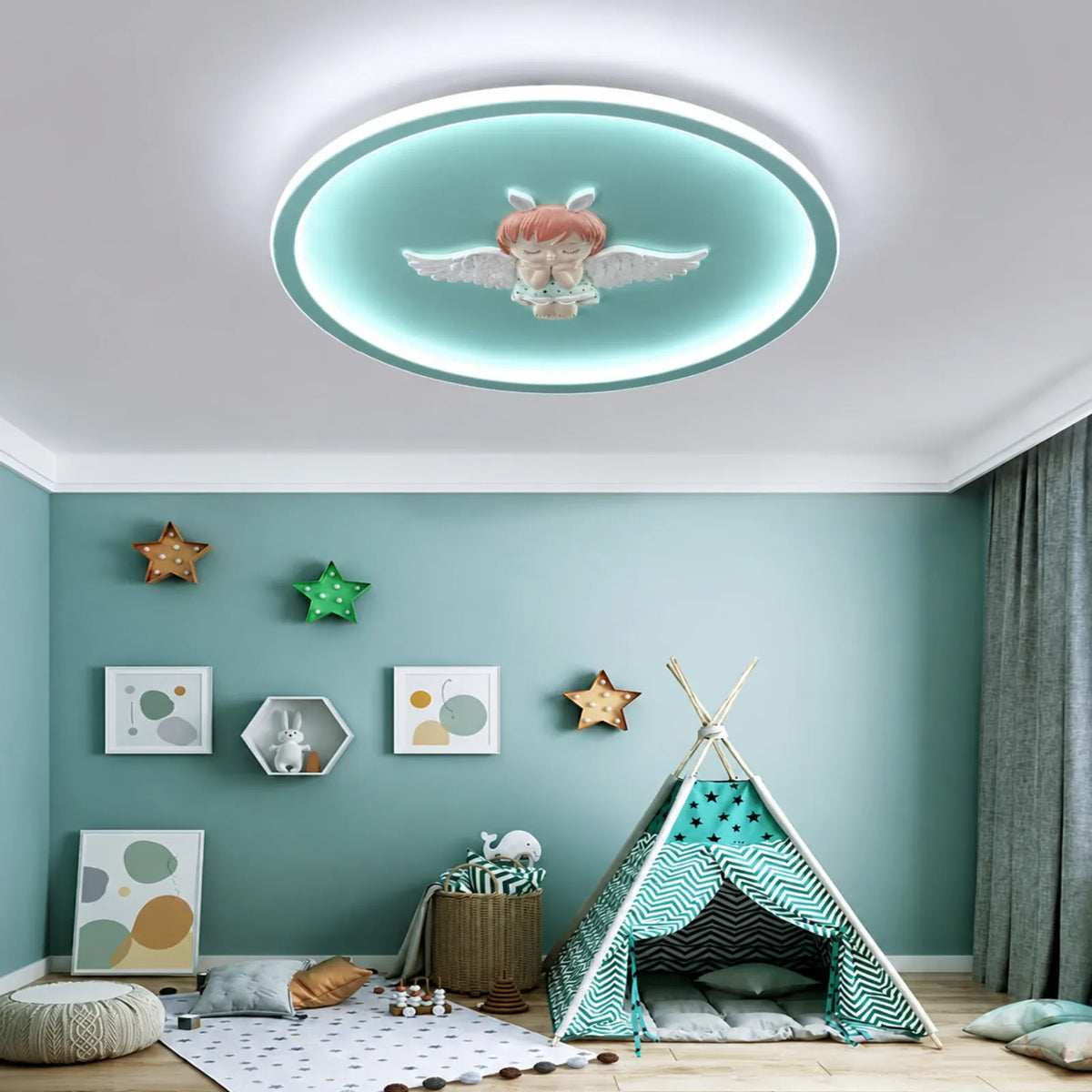 Angel-Relief Oval Ceiling Light
