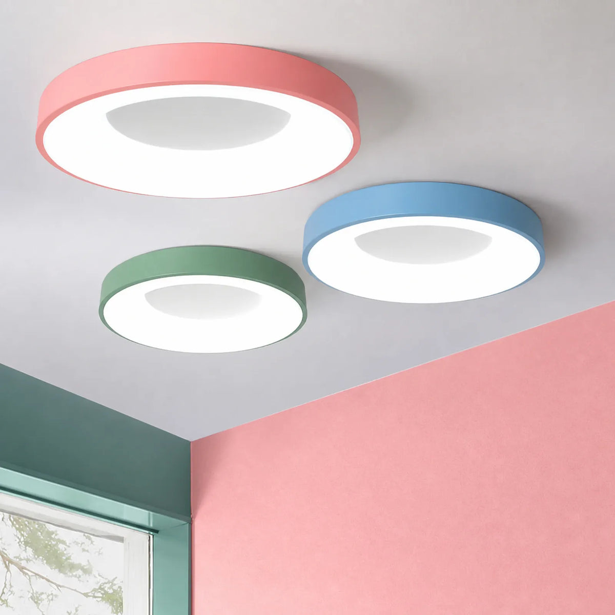 Rounded-Disc Recessed-Center Ceiling Light