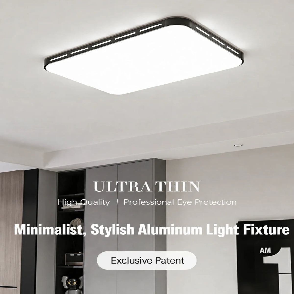 Dash-Accent Rounded-Rectangle Ceiling Light