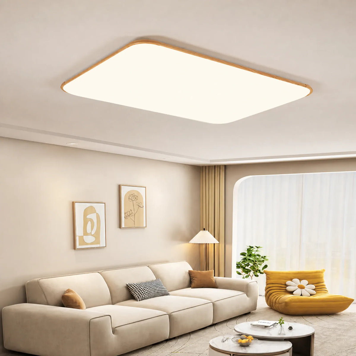 Patterned-Edge Rectangular Ceiling Light