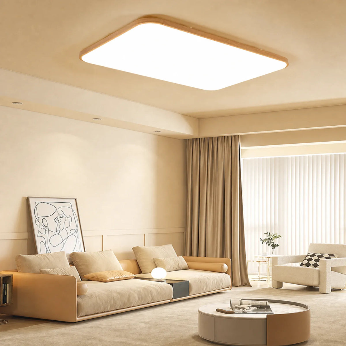 Pattern-Frame Rounded-Rectangle Ceiling Light
