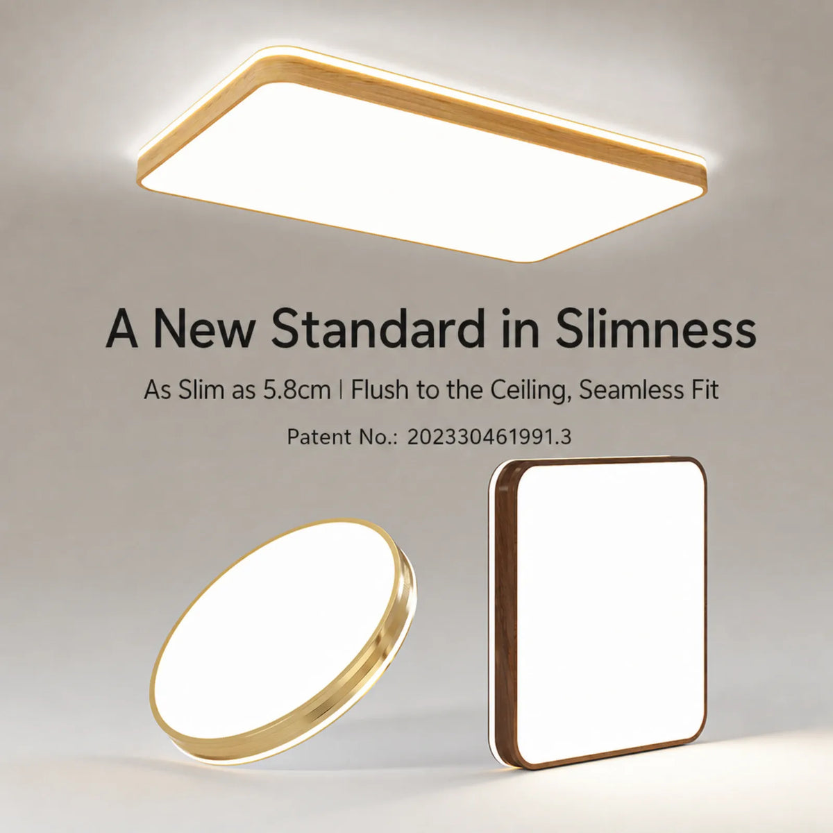 Patterned-Edge Slim Ceiling Light