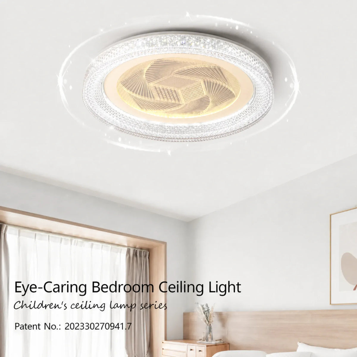 Geometric-Center Textured-Rim Ceiling Light