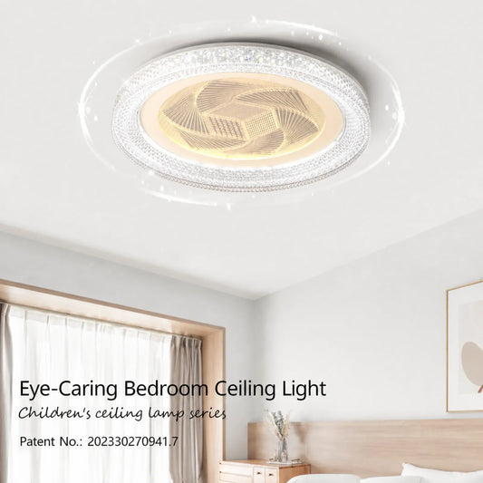 Geometric-Center Textured-Rim Ceiling Light