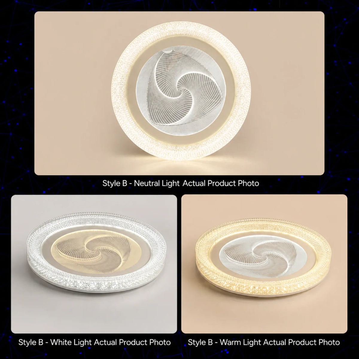 Spiral-Center Textured-Rim Ceiling Light