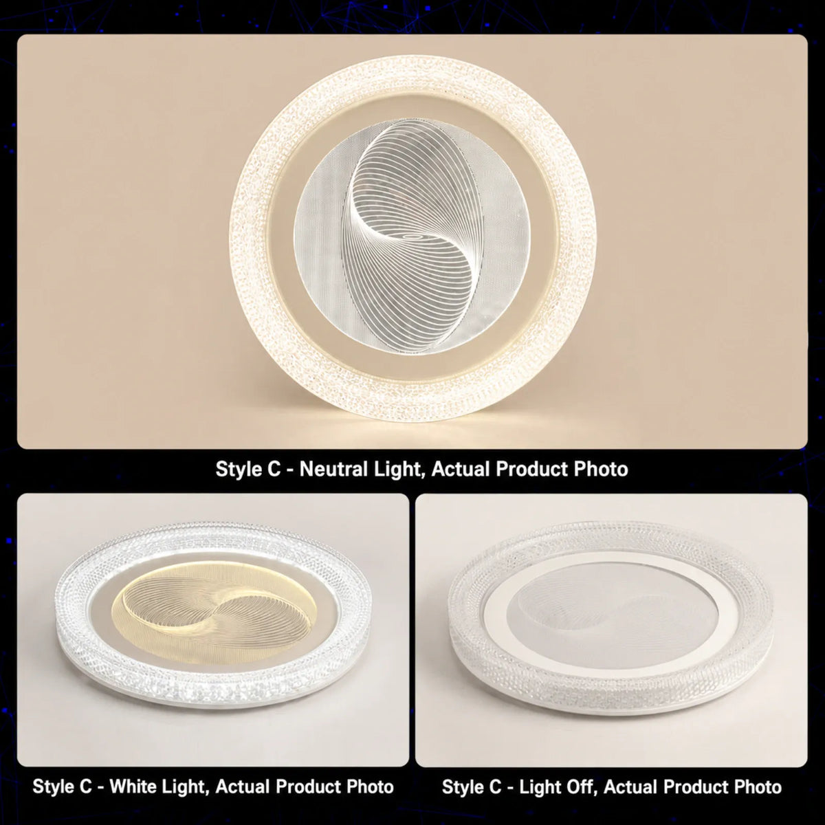 Swirl-Center Textured-Rim Ceiling Light