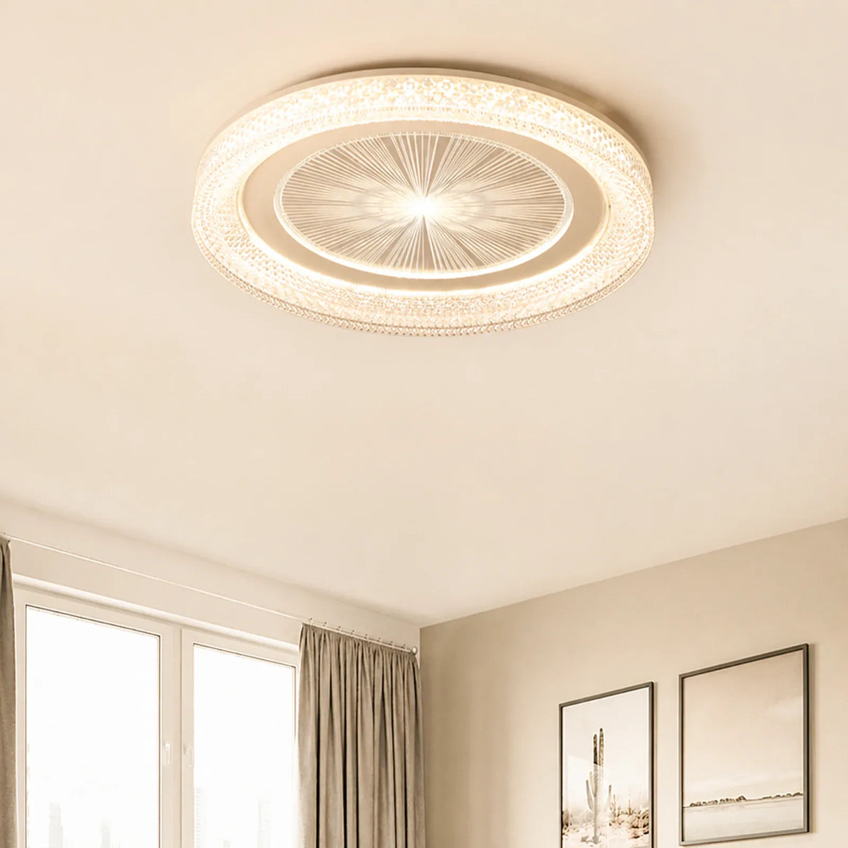 Sunburst-Center Textured-Rim Ceiling Light