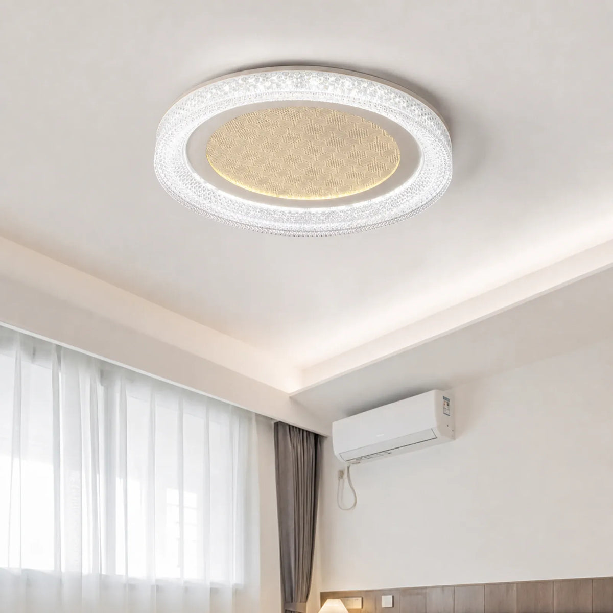 Honeycomb-Center Textured-Rim Ceiling Light