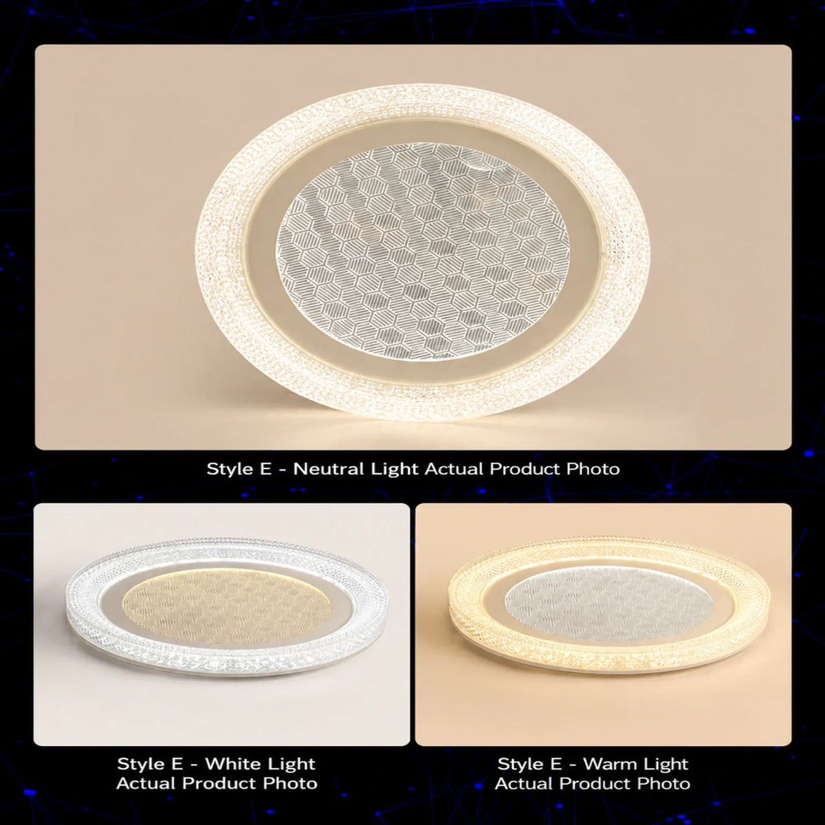 Honeycomb-Center Textured-Rim Ceiling Light