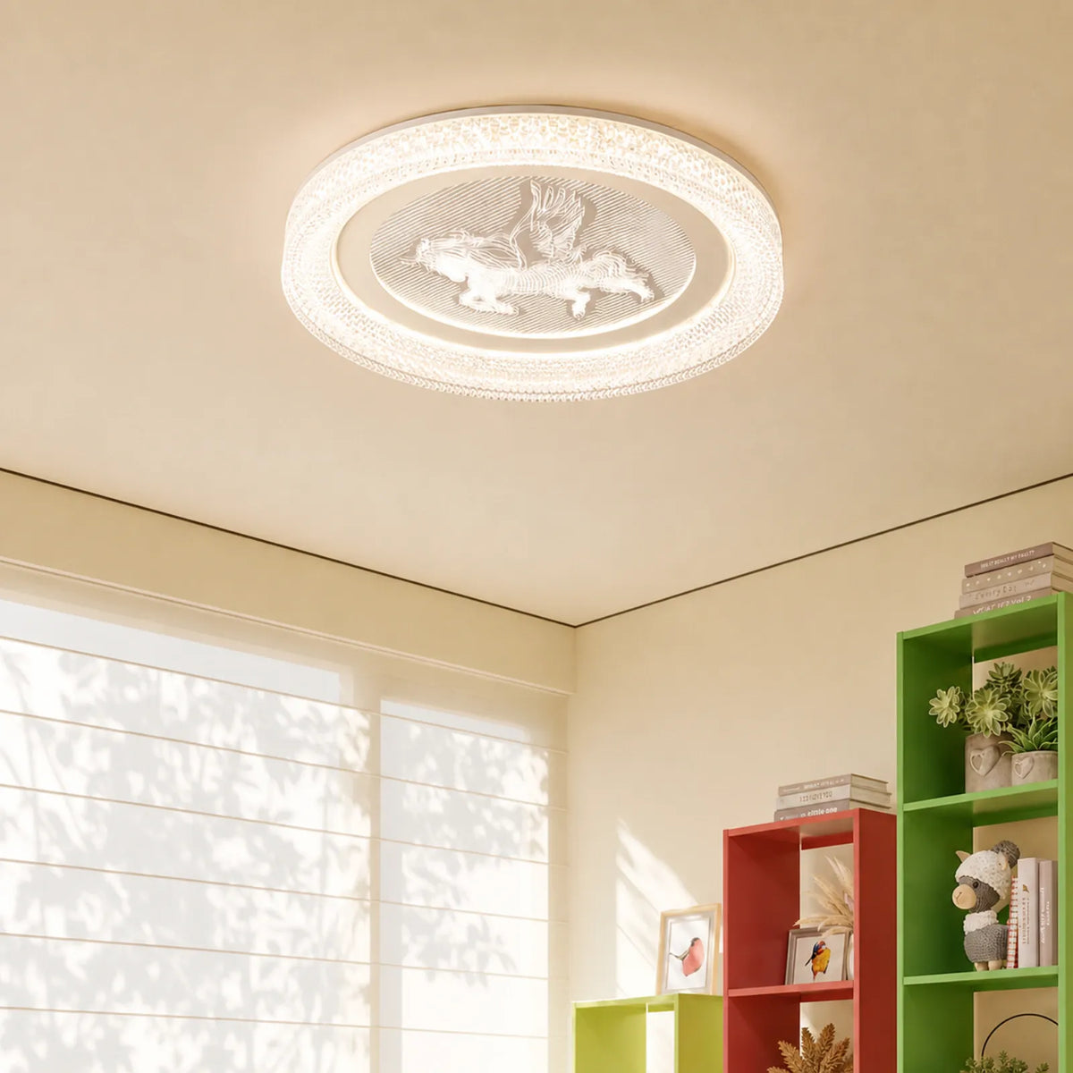 Pegasus-Relief Textured-Rim Ceiling Light