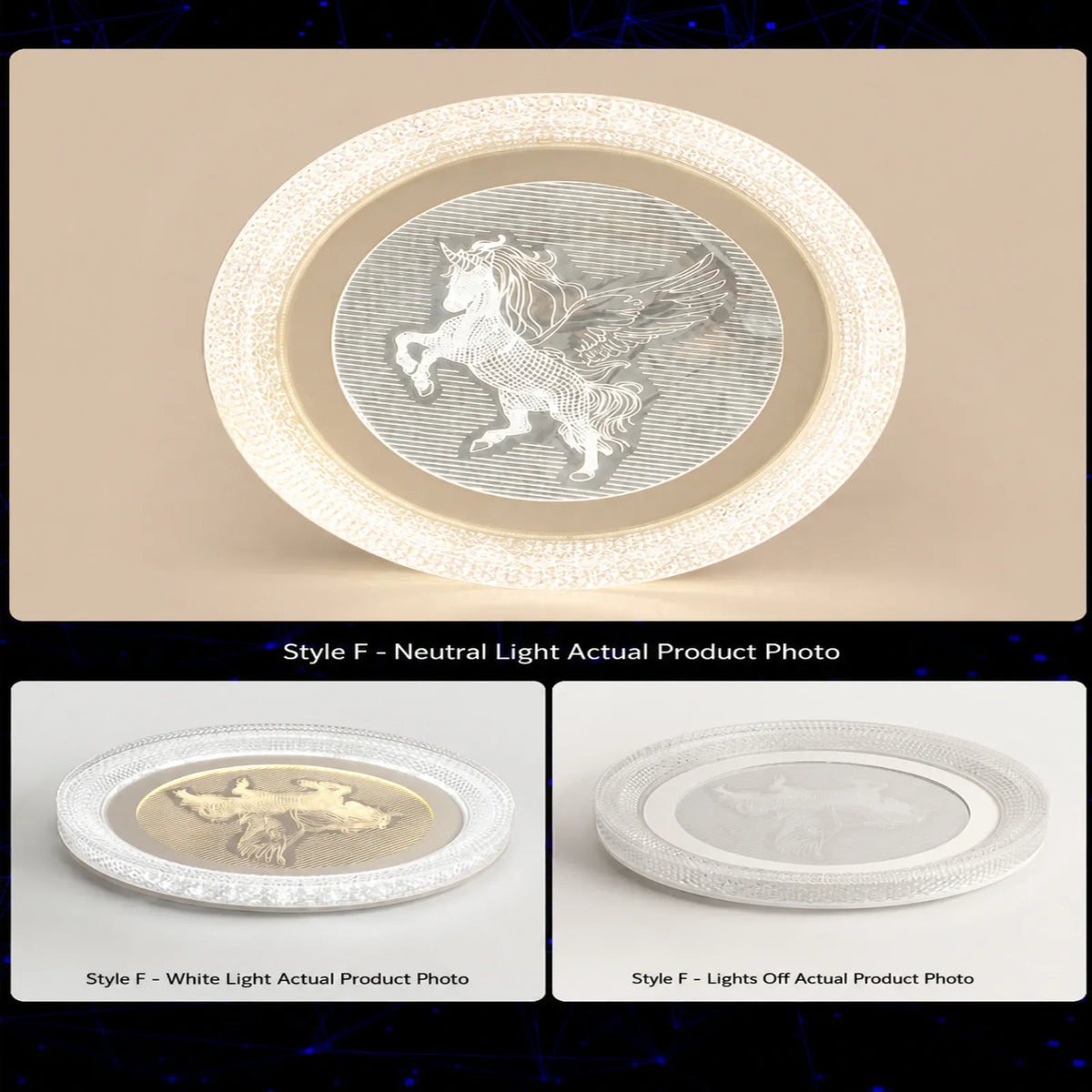 Pegasus-Relief Textured-Rim Ceiling Light