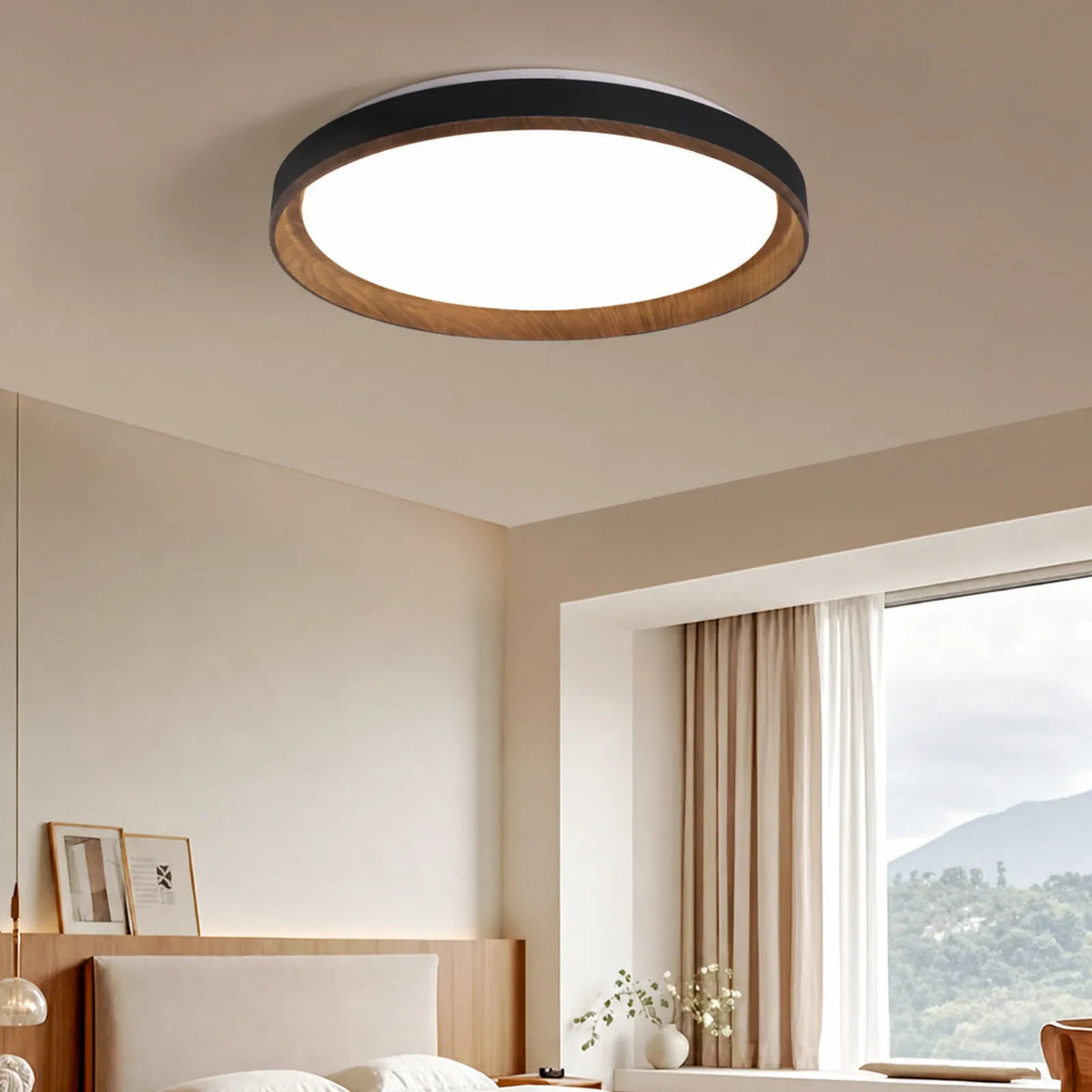 Dual-Rim Patterned Disc Ceiling Light