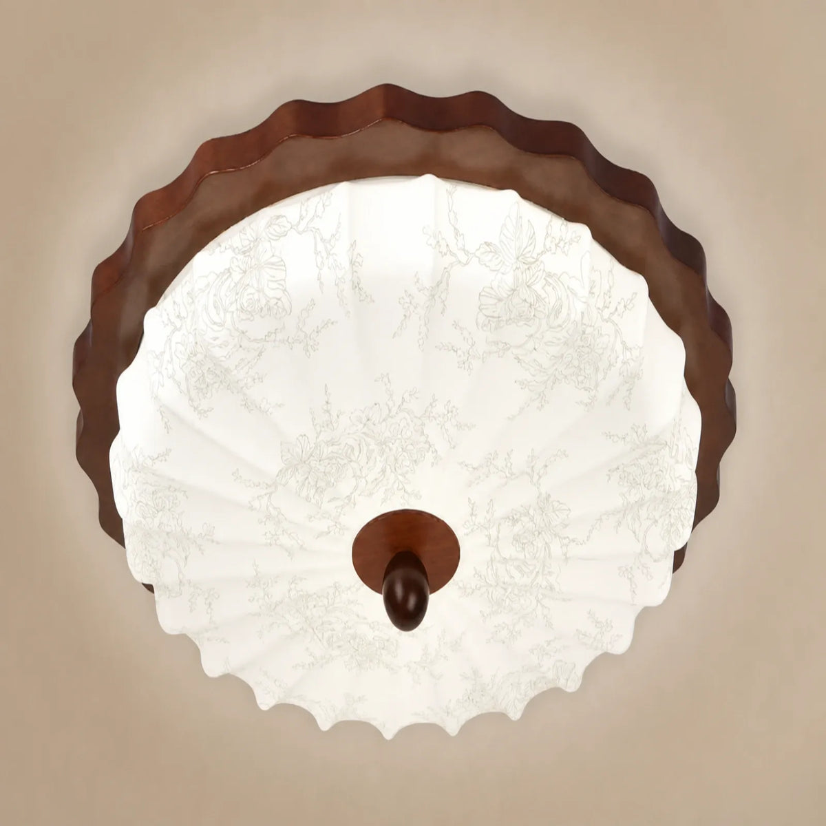 Floral Scalloped Ceiling Light with Drop Finial