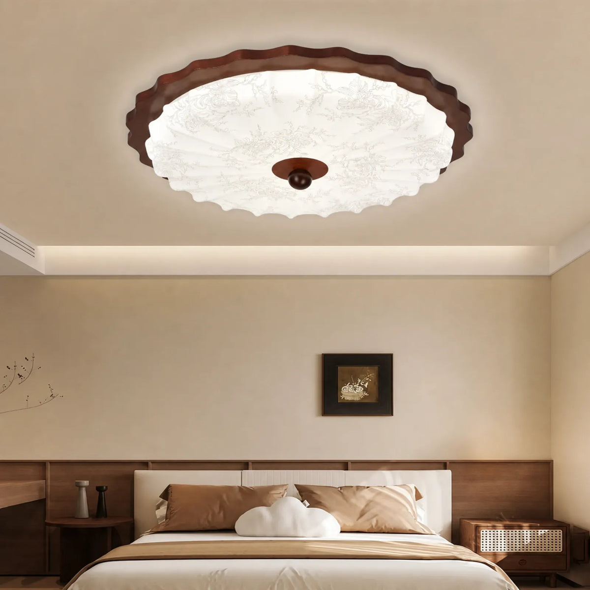 Floral Scalloped Ceiling Light with Drop Finial