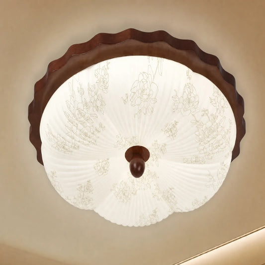 Radiating Floral Scalloped Ceiling Light with Ball Finial