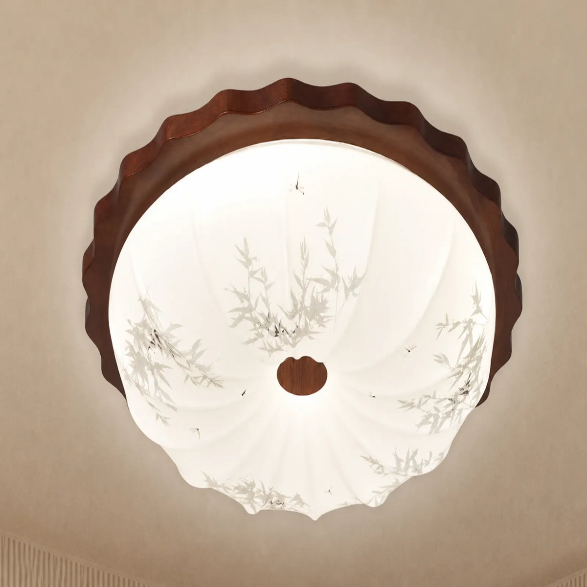 Bamboo-Motif Scalloped Ceiling Light