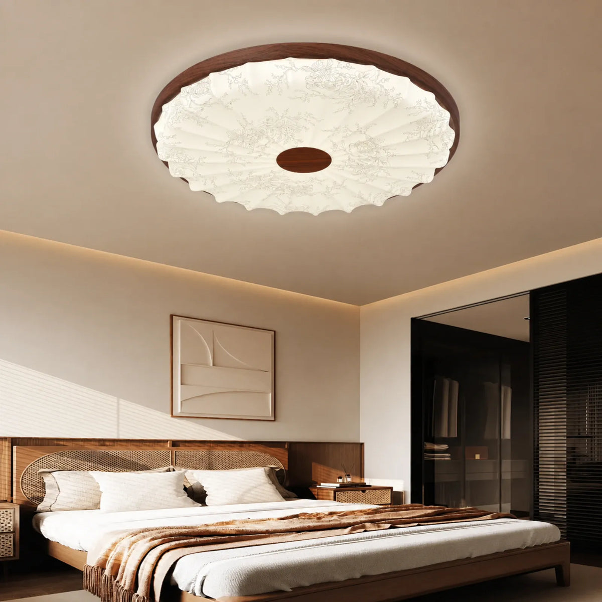 Floral Pleated Scalloped Ceiling Light