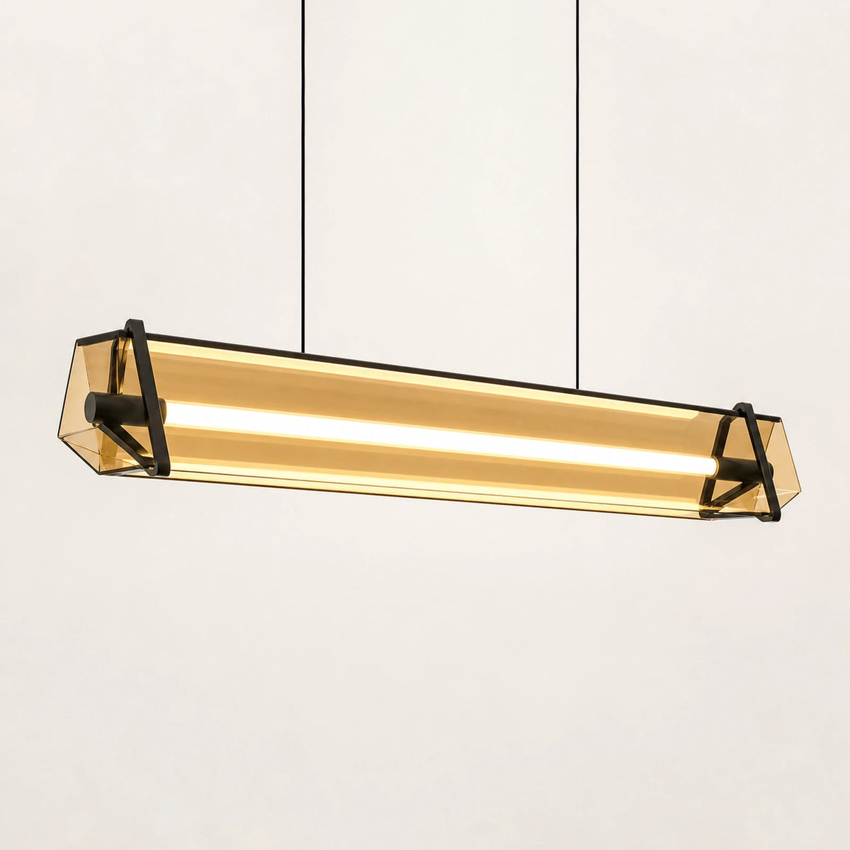 Black and Amber Glass Pendant Light