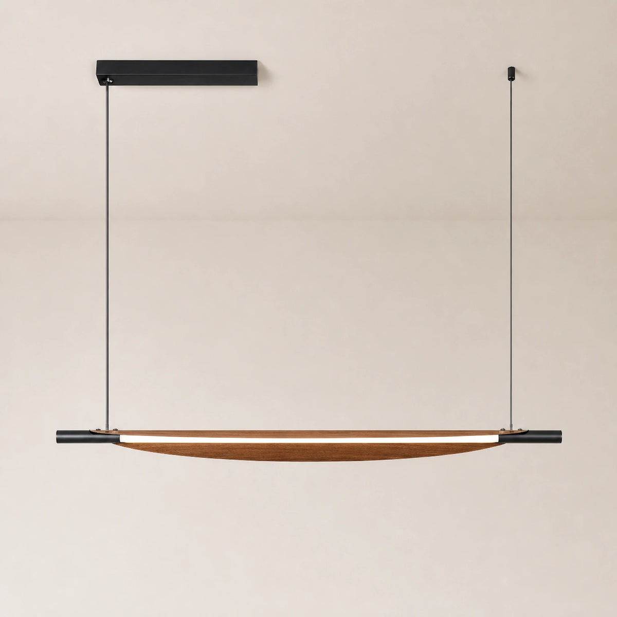 Walnut Finish Iron Linear Pendant Light