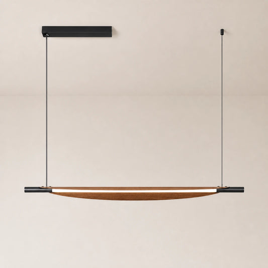 Walnut Finish Iron Linear Pendant Light
