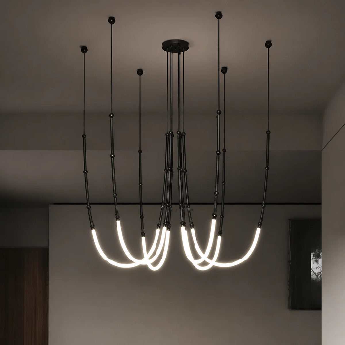 Bamboo-Joint 6-Head Combination Pendant Light