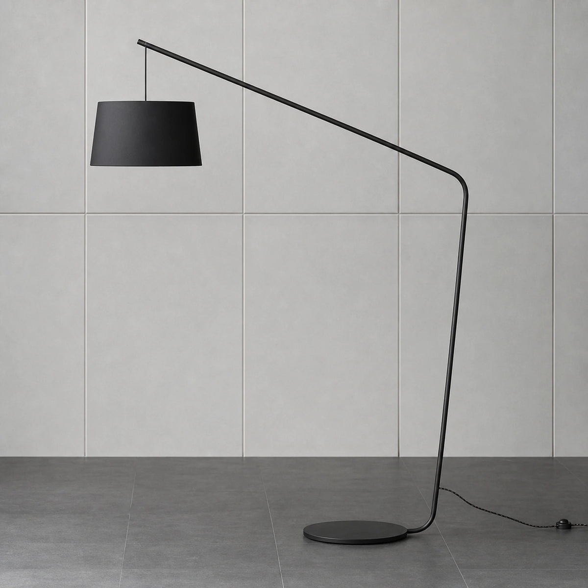 Curved-Arm Fabric Floor Lamp