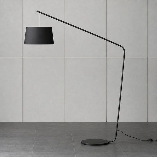 Curved-Arm Fabric Floor Lamp