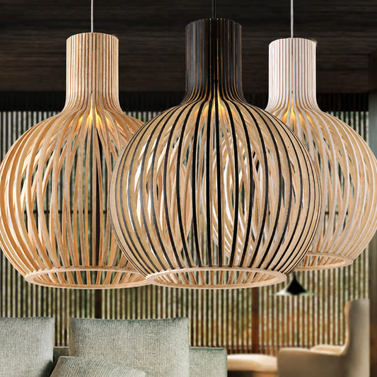 Wooden Birdcage Pendant Light