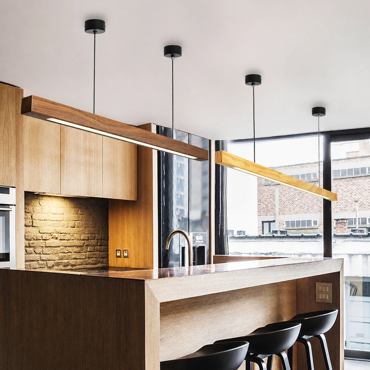 Solid Wood Linear Pendant Light