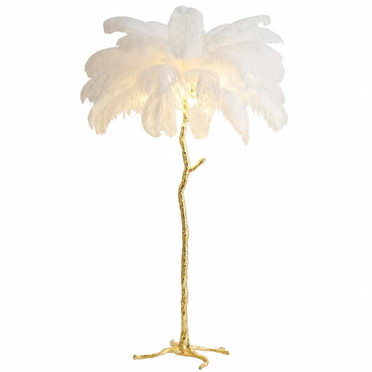 Ostrich Feather Resin Straight-Rod Split-Section Floor Lamp F1287