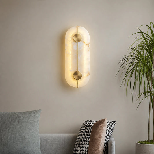 Rounded Rectangular Alabaster Wall Sconce