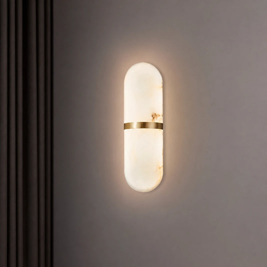 Capsule-Style Alabaster Wall Sconce
