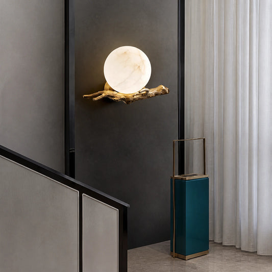 Globe Alabaster Wall Sconce