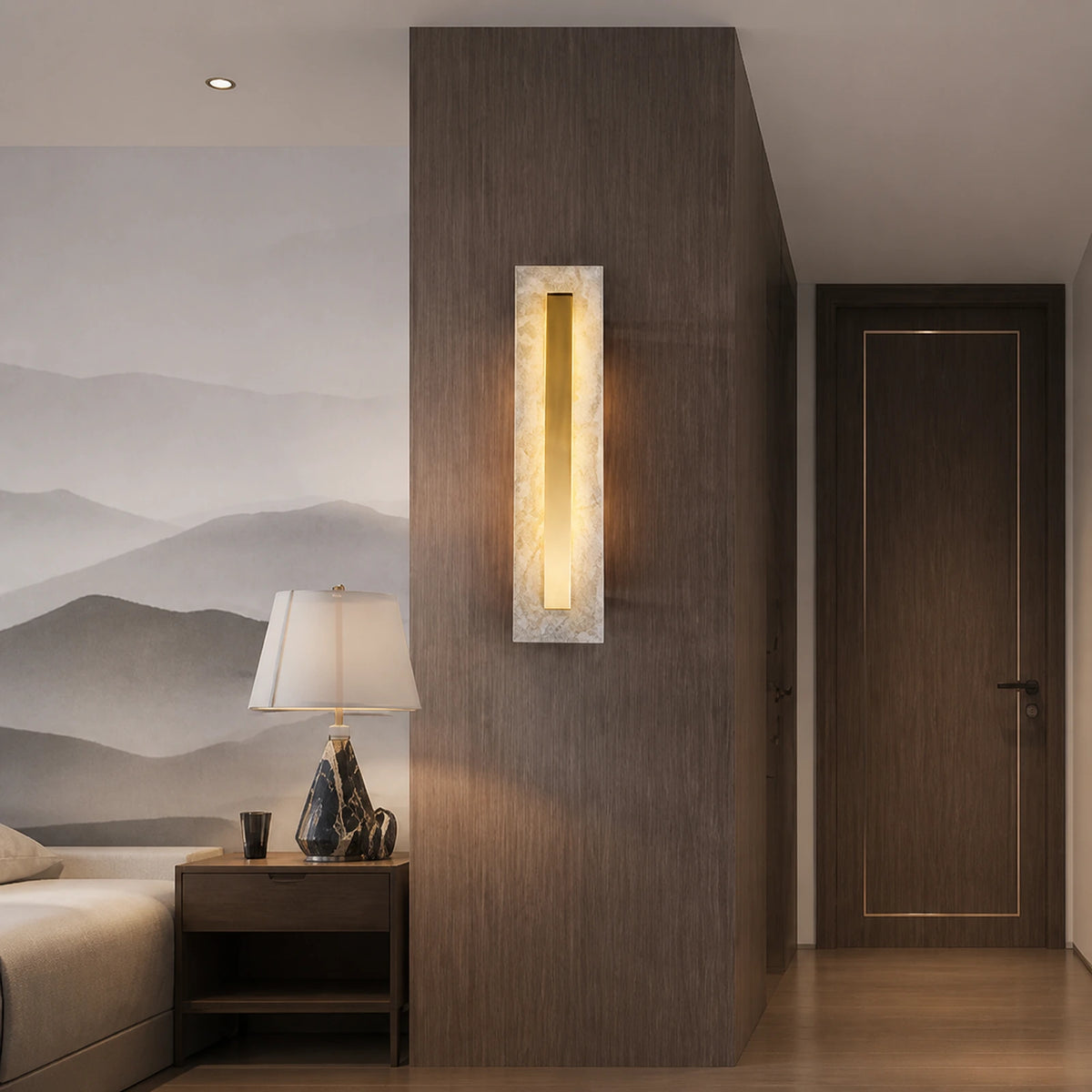 Wide-Frame Linear Alabaster Wall Sconce