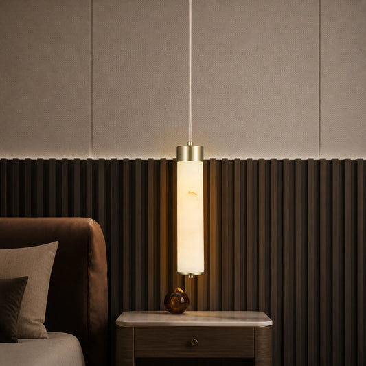 Alabaster Long-Tube Pendant Light