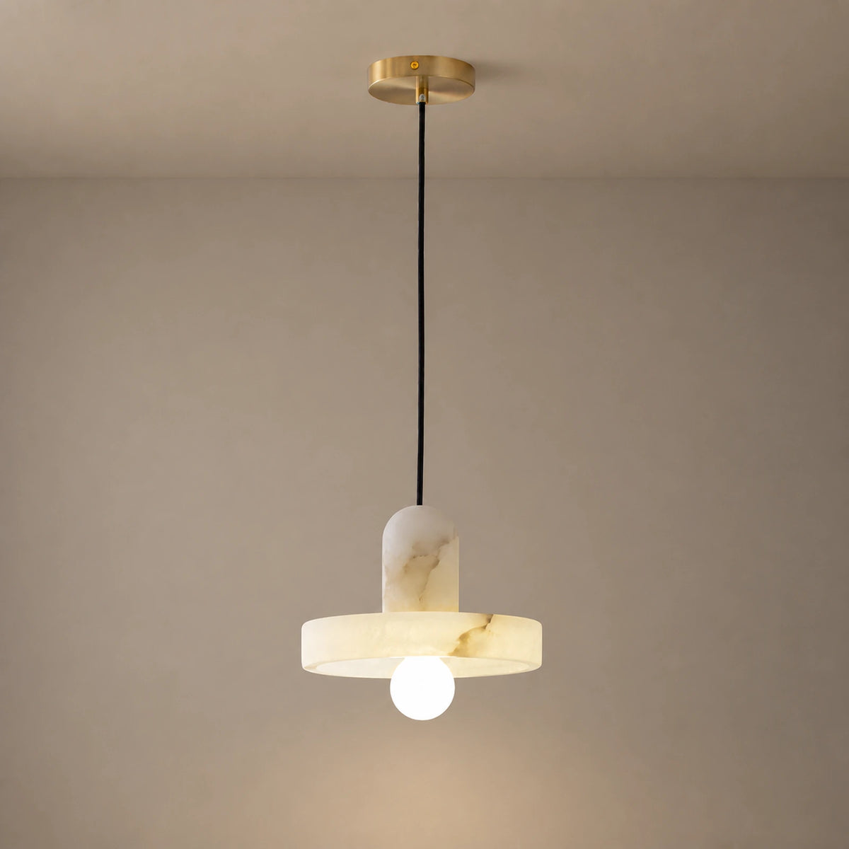 Alabaster Disc Globe Pendant Light