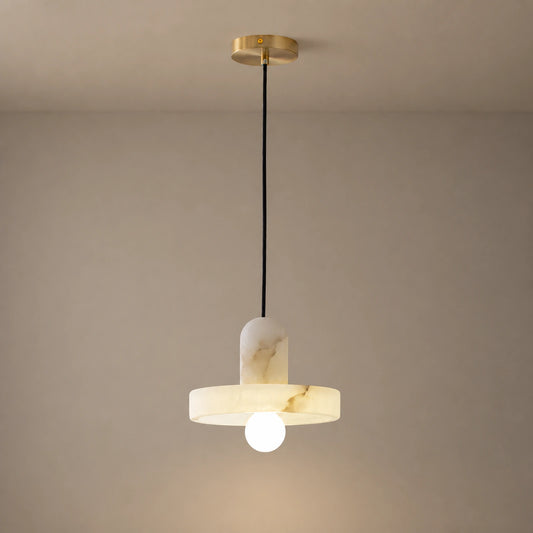 Alabaster Disc Globe Pendant Light