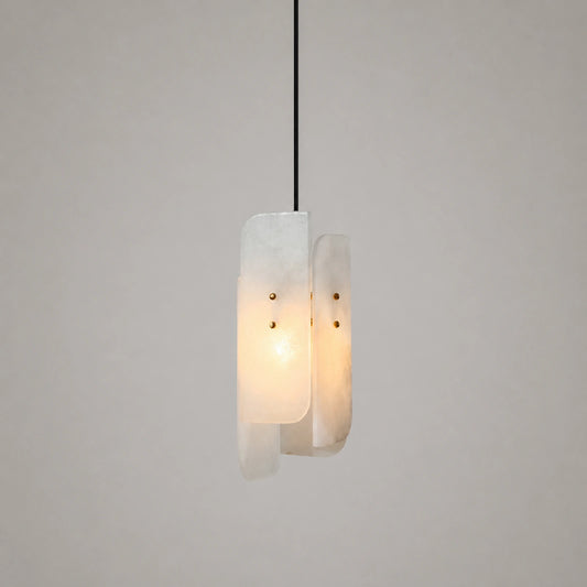 Double-Panel Alabaster Pendant Light