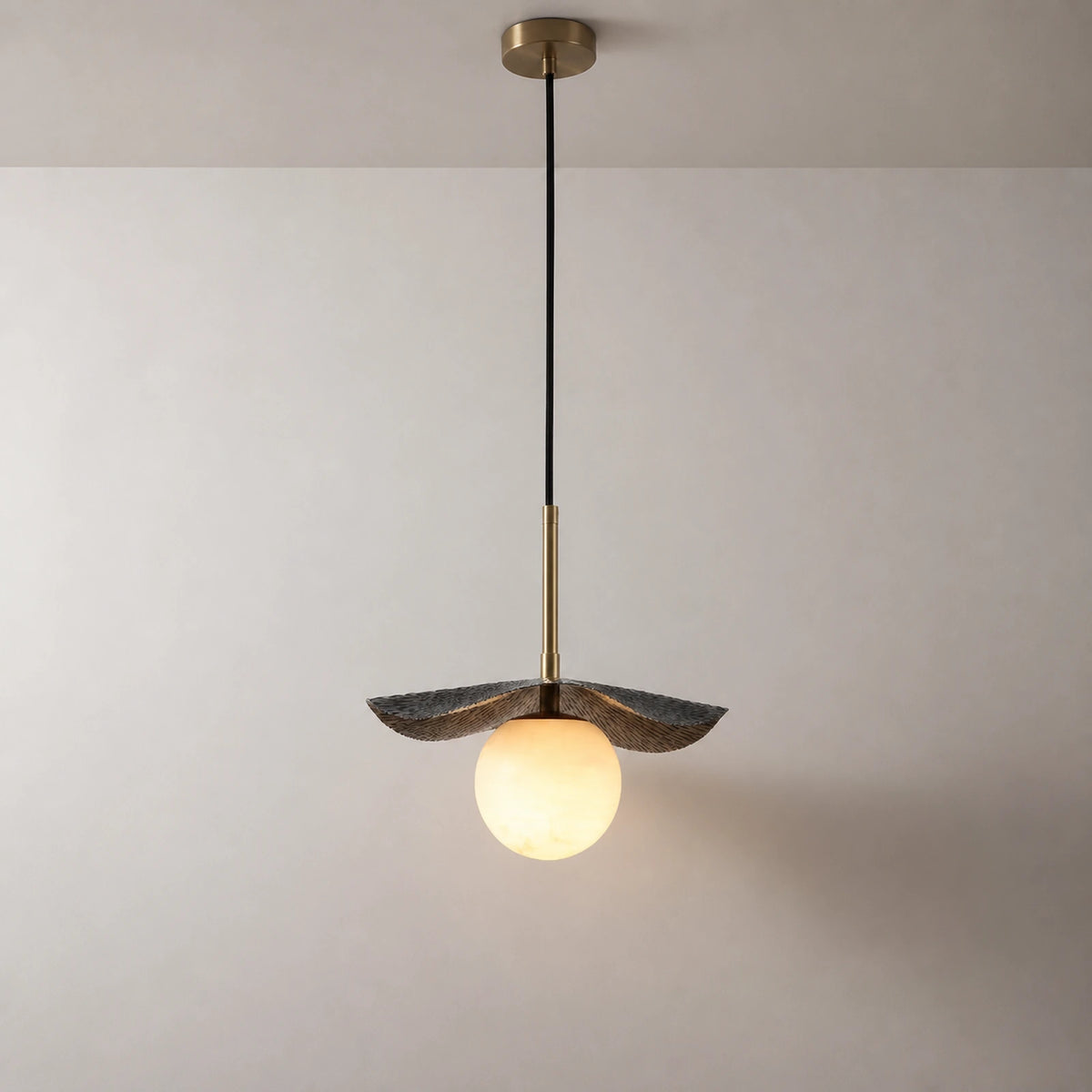 Leaf Alabaster Globe Pendant Light