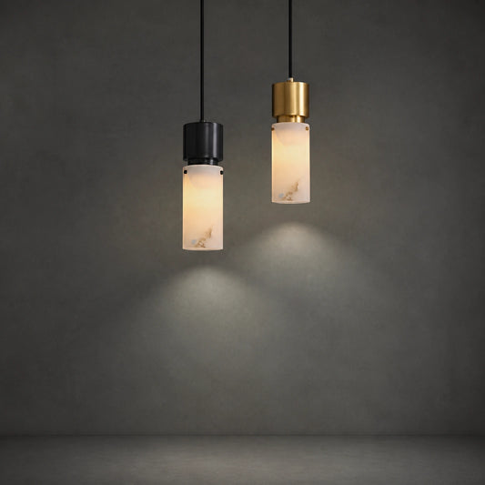 Alabaster Cylinder Pendant Light